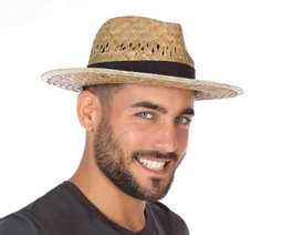 Chapeau de paille marron avec ruban noir