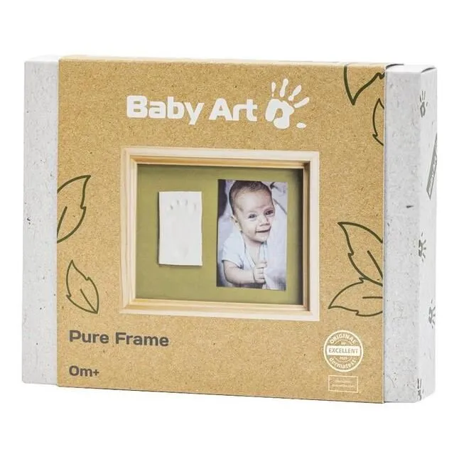 Baby Art Pure Frame - Kit pour empreintes de bébé avec cadre en bois pin naturel, pâte à modeler, rouleau et fond réversible vert/orange, inclut espace photo 10x15 cm Baby Art Pure Frame - Kit pour empreintes de bébé avec cadre en bois pin naturel, pâte à modeler, rouleau et fond réversible vert/orange, inclut espace photo 10x15 cm