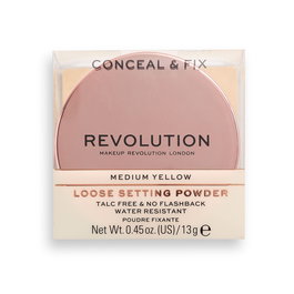 Makeup Revolution Conceal & Fix Poudre Fixante Libre Vegan, Jaune Moyen - 13 g