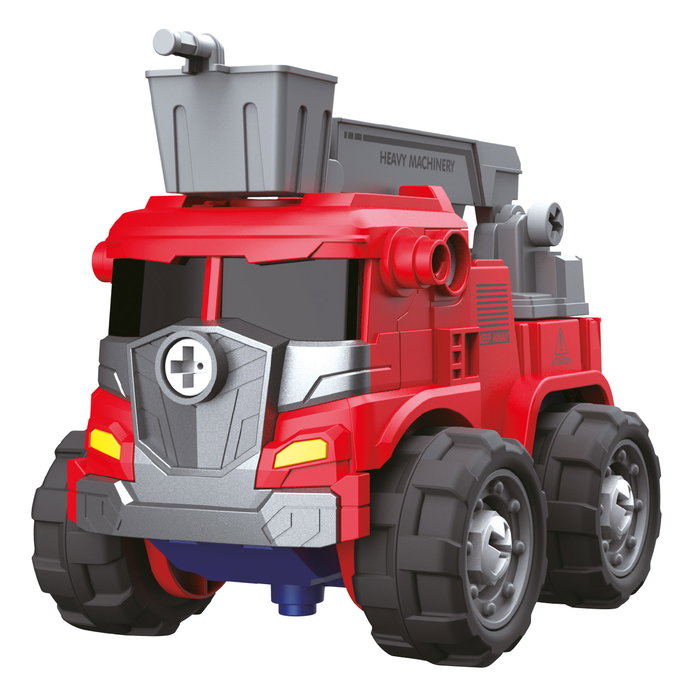 TACHAN - Robot 3 en 1 à Assembler Rouge, 27 Pièces - Se Transforme en 2 Véhicules - Jeu de Construction - À Partir de 3 Ans - Réf. T01026