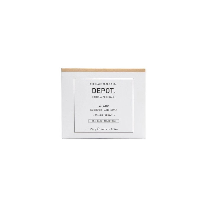 Depot 600 Body Solutions No. 602 Complexe botanique Nettoyage Cèdre blanc Pain de savon parfumé pour homme 100 g Depot 600 Body Solutions No. 602 Complexe botanique Nettoyage Cèdre blanc Pain de savon parfumé pour homme 100 g