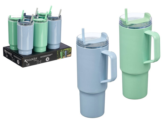 Kinvara Verre avec paille et anse 1,2 L Assortis Bleu Vert 14x30x10 cm (Set de 12) Kinvara Verre avec paille et anse 1,2 L Assortis Bleu Vert 14x30x10 cm (Set de 12)