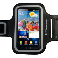 Phoenix Technologies PHARMBANDXL Brassard de Sport pour Smartphones jusqu'à 5,7" - Fibre et Néoprène, Résistant à l'Eau, avec Poche à Clés - Blanc et Noir