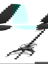 Tabouret Taburete Elche Contact permament de base Tissu Vert foncé Structure polyamide noire Sans accoudoirs Sans appui-tête Roulettes en nylon 50 mm