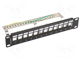 LANBERG Panneau de brassage Keystone noir pour rack 10 pouces, 12 ports