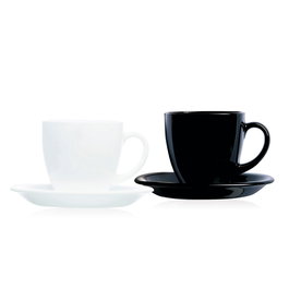 Lot de tasses avec soucoupes Luminarc Carine N&b Blanc Noir verre 220 ml (12 Pièces)