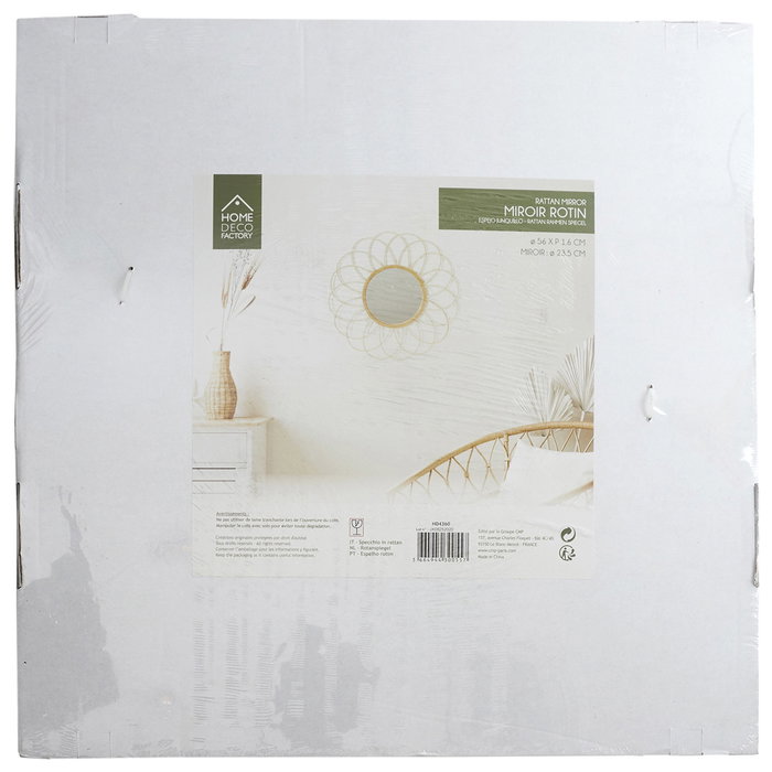 Home Deco Factory Miroir en Rotin Rosette D.56 cm