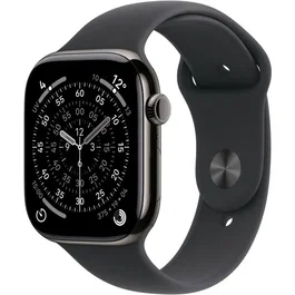 Apple Watch Series 11 GPS + Cellular 46mm Boîtier Slate Titanium avec Bracelet Sport Band Noir M/L