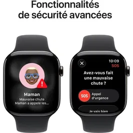 Apple Watch Series 11 GPS + Cellular 46mm Boîtier Slate Titanium avec Bracelet Sport Band Noir M/L