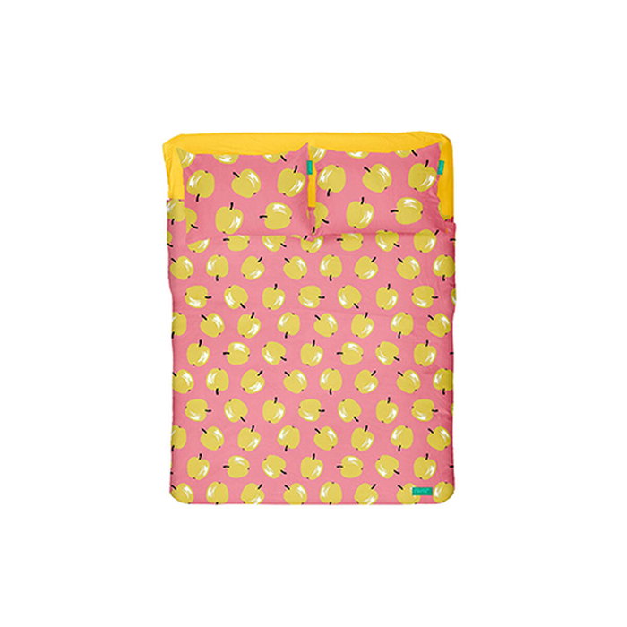 Jeu de draps Benetton Jaune Rose Standard Pomme 4 Pièces