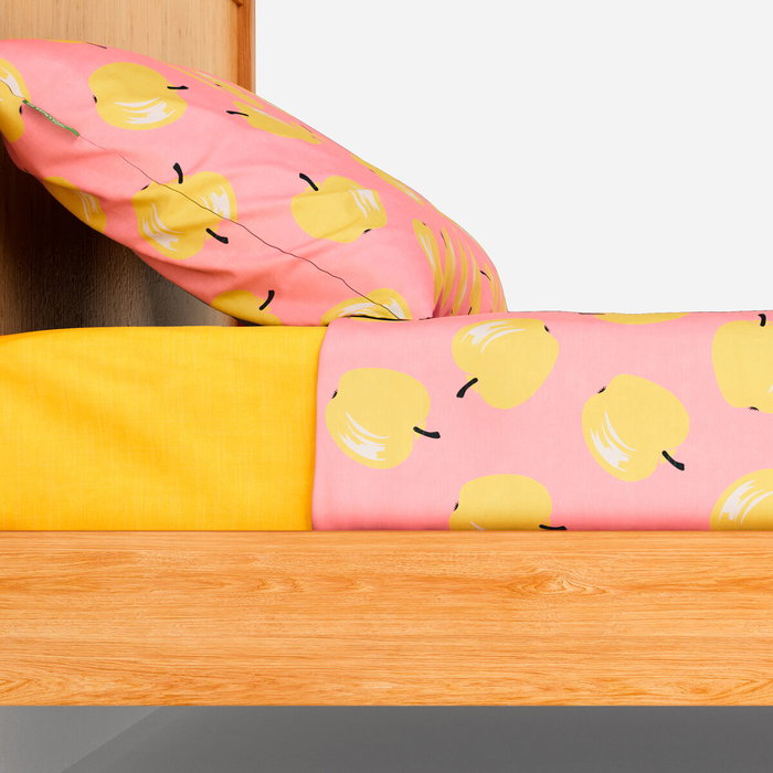 Jeu de draps Benetton Jaune Rose Standard Pomme 4 Pièces