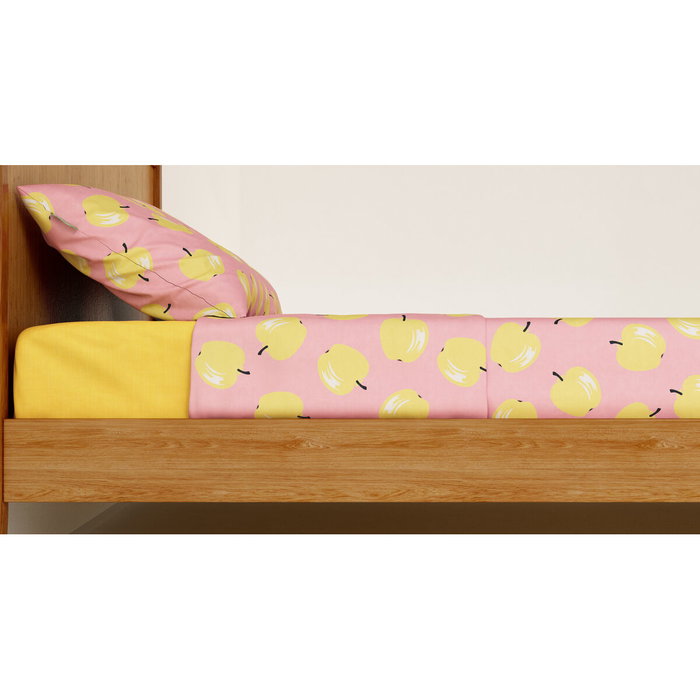 Jeu de draps Benetton Jaune Rose Standard Pomme 4 Pièces
