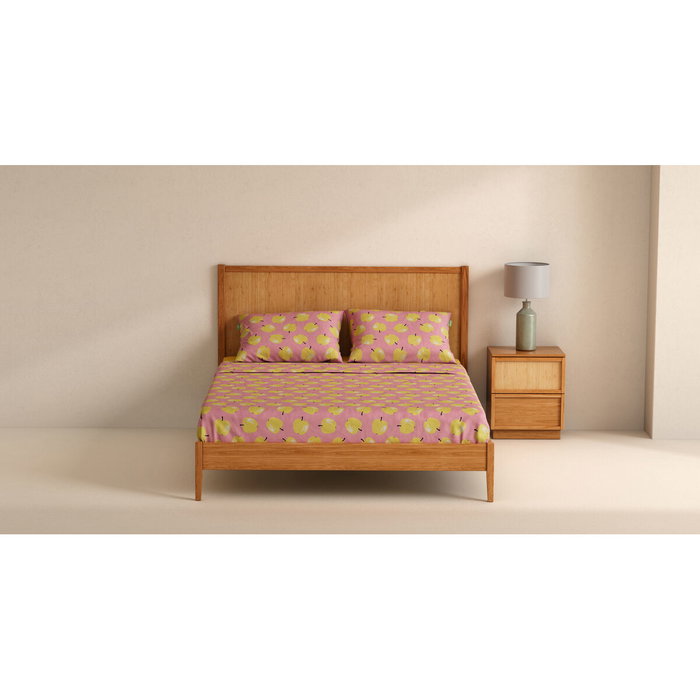 Jeu de draps Benetton Jaune Rose Standard Pomme 4 Pièces