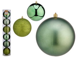 Krist+ Set 6 Boules Noël Vert 12 cm Assorties en Plastique (Set de 6)