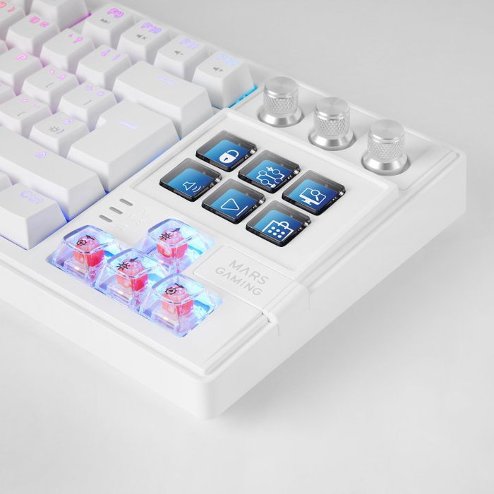 Mars Gaming MKMASTERW Clavier Mécanique TKL SmartDeck RGB Blanc