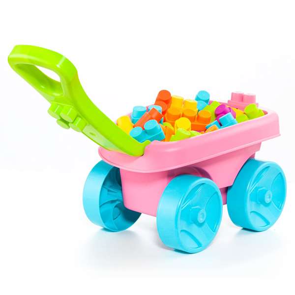 Molto - Wagon de blocs de construction rose avec 20 pièces - Jouet éducatif en plastique - Dès 1 an