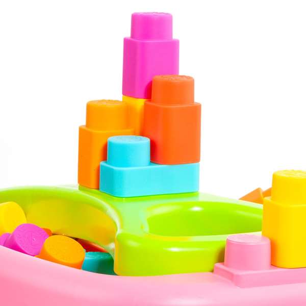 Molto - Wagon de blocs de construction rose avec 20 pièces - Jouet éducatif en plastique - Dès 1 an