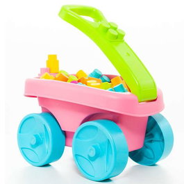 Molto - Wagon de blocs de construction rose avec 20 pièces - Jouet éducatif en plastique - Dès 1 an