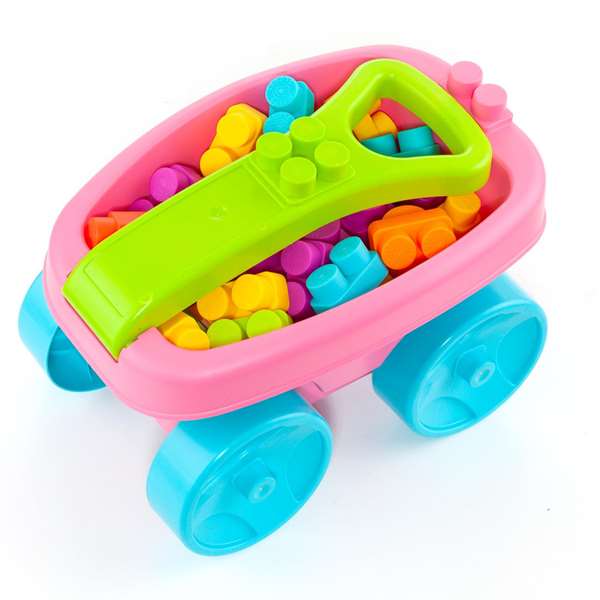 Molto - Wagon de blocs de construction rose avec 20 pièces - Jouet éducatif en plastique - Dès 1 an