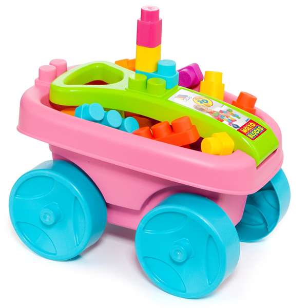Molto - Wagon de blocs de construction rose avec 20 pièces - Jouet éducatif en plastique - Dès 1 an