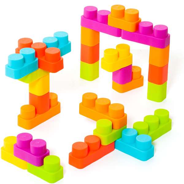 Molto - Wagon de blocs de construction rose avec 20 pièces - Jouet éducatif en plastique - Dès 1 an