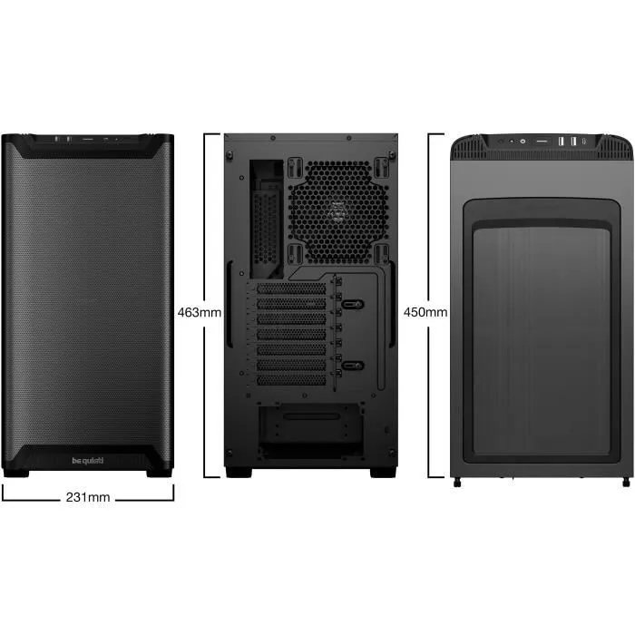 be quiet! Pure Base 501 Airflow - Boîtier PC Moyen Tour Noir - Compatible ATX/Mini-ITX - Ventilation Optimisée avec 2 Ventilateurs 140 mm - USB-C 3.2 Gen 2