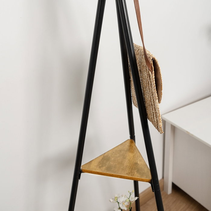 Vinthera Perchero con Pie Moa Acero y Madera 49,5x49,5x180 cm