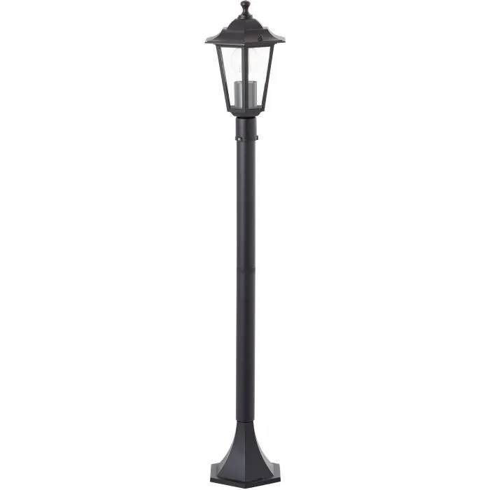 Brilliant CARLEEN Potelet d'éclairage extérieur noir en métal et verre, 100 cm, E27 max 60W, IP44, pour lampes normales ou LED