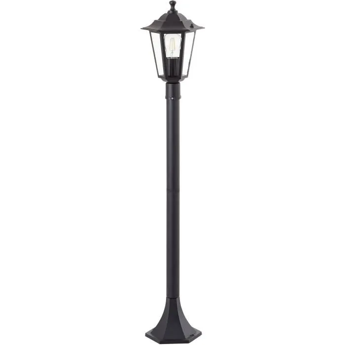 Brilliant CARLEEN Potelet d'éclairage extérieur noir en métal et verre, 100 cm, E27 max 60W, IP44, pour lampes normales ou LED