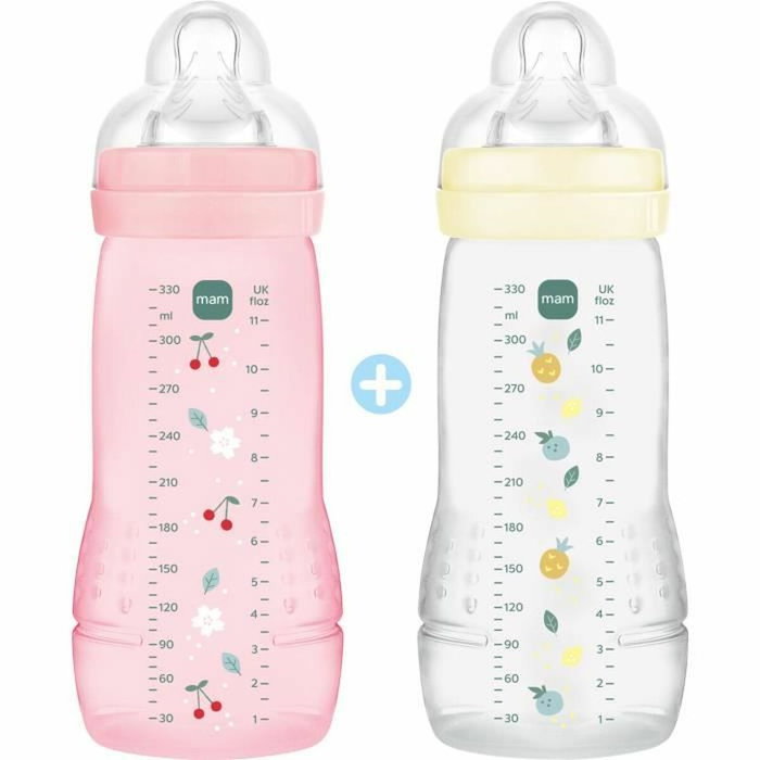 Mam Lot de 2 Biberons Easy Active 330 ml - Berry + Pearl