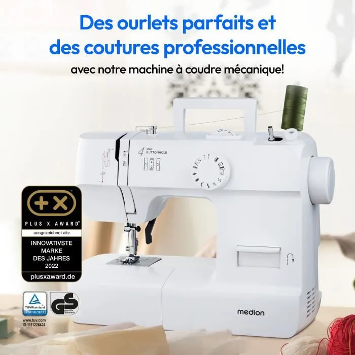 Medion SM 70 Machine à coudre 71W, 12 points, Blanc Medion SM 70 Machine à coudre 71W, 12 points, Blanc