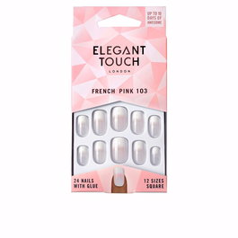 Elegant Touch #103-M French Ongles Roses Carrés avec Colle, 24 Pièces