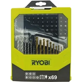 Ryobi Coffret d'accessoires mixtes 69 pièces pour perçage et vissage bois, béton, métal avec forets et embouts, RAK69MIX