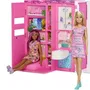 Barbie Maison de vacances HRJ77 - Coffret pliable avec poupée Barbie, 4 zones (cuisine, salle de bains, chambre, cinéma) et 11 accessoires - Jouet pour enfants dès 3 ans
