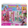 Barbie Maison de vacances HRJ77 - Coffret pliable avec poupée Barbie, 4 zones (cuisine, salle de bains, chambre, cinéma) et 11 accessoires - Jouet pour enfants dès 3 ans