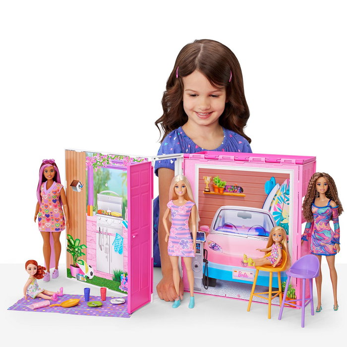 Barbie - Maison de poupée avec appartement 65ème anniversaire - 360°, 2 étages, 4 zones de jeu, inclut poupée et chiot - HRJ77 Barbie - Maison de poupée avec appartement 65ème anniversaire - 360°, 2 étages, 4 zones de jeu, inclut poupée et chiot - HRJ77