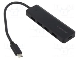 GEMBIRD Hub USB 3.1 Gen 1 avec 4 ports USB A, 1 socle USB C et 1 prise USB C, noir