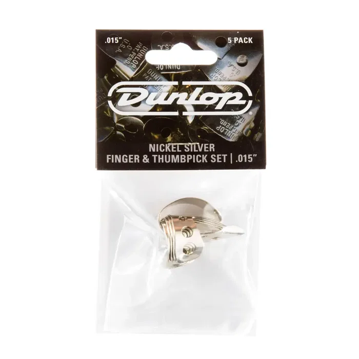 Dunlop Médiators de doigt et pouce Nickel Silver .015 (Pack de 5) Dunlop Médiators de doigt et pouce Nickel Silver .015 (Pack de 5)