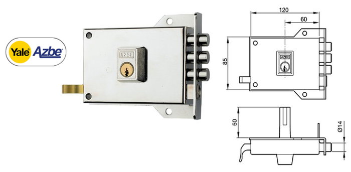 Yale AZBE CERRADURA 7 HN 120 Serrure à poser Droite pour Porte Anti-panique Yale AZBE CERRADURA 7 HN 120 Serrure à poser Droite pour Porte Anti-panique