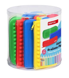 Safta Set de 12 jouets anti-stress pop it en silicone, rouge, 22.7x23x22.7 cm - Modèles assortis