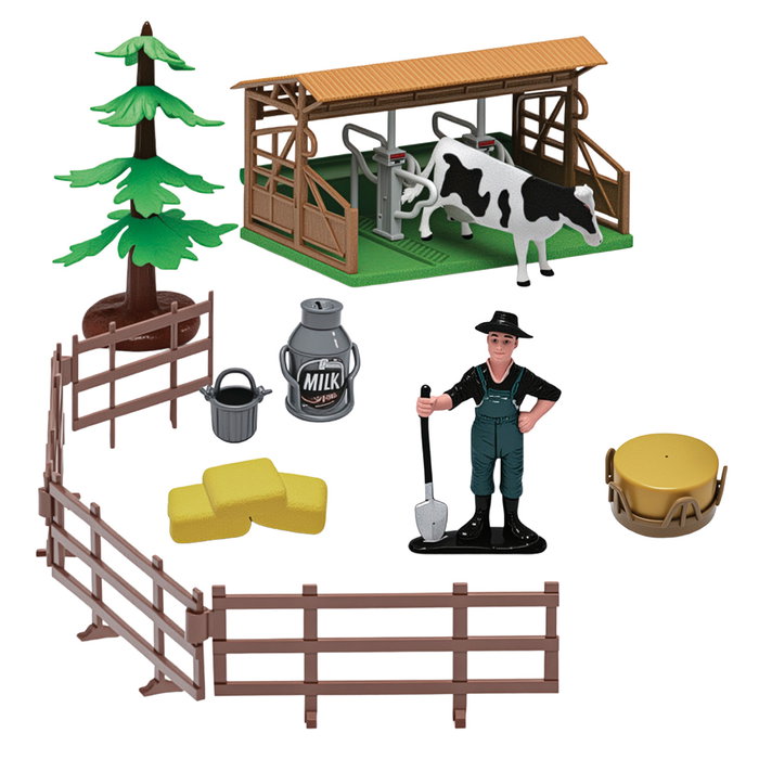 TACHAN - Set de Ferme 19 Pièces avec Tractor, Animaux et Figures T01043 - Jouet à Friction avec Lumières et Sons - à Partir de 3 ans