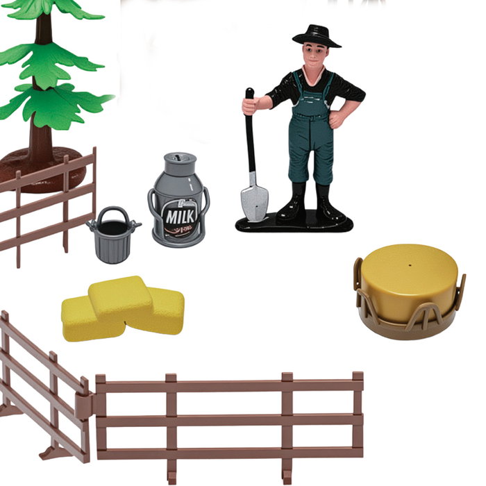 TACHAN - Set de Ferme 19 Pièces avec Tractor, Animaux et Figures T01043 - Jouet à Friction avec Lumières et Sons - à Partir de 3 ans
