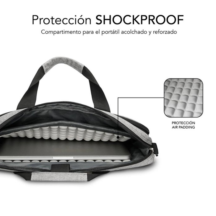 Subblim Air Padding Mallette pour Ordinateur Portable 13.3-14 Pouces, Gris, Polyester Oxford, Protection Anti-Chocs