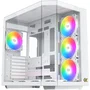 Xigmatek CUBI II Arctic Boîtier Cube PC sans alimentation - Format E-ATX, Blanc - Avec 7 ventilateurs 120mm A-RGB, ports USB 3.0 Type-C, 3 panneaux en verre trempé