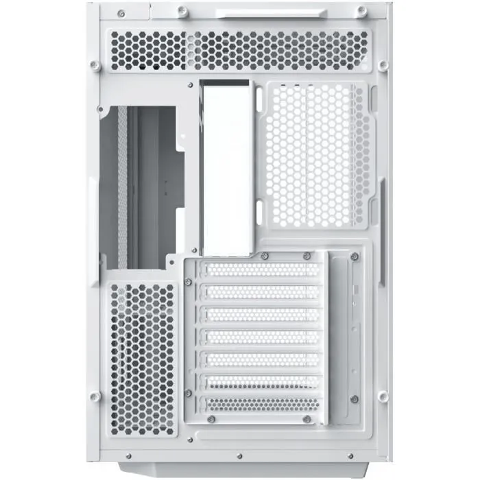 Xigmatek CUBI II Arctic Boîtier Cube PC sans alimentation - Format E-ATX, Blanc - Avec 7 ventilateurs 120mm A-RGB, ports USB 3.0 Type-C, 3 panneaux en verre trempé