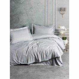 BigBuy Home Parure de couette en coton satin gris 220x240 cm
