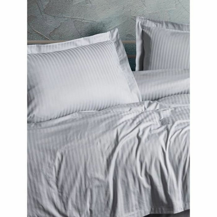 BigBuy Home Parure de couette en coton satin gris 220x240 cm BigBuy Home Parure de couette en coton satin gris 220x240 cm