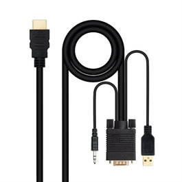 Nanocable Câble Convertisseur HDMI vers VGA + Audio + USB 1,8 m Noir