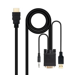 Nanocable Adaptateur HDMI vers VGA avec Audio et USB, 1,8 m, Noir