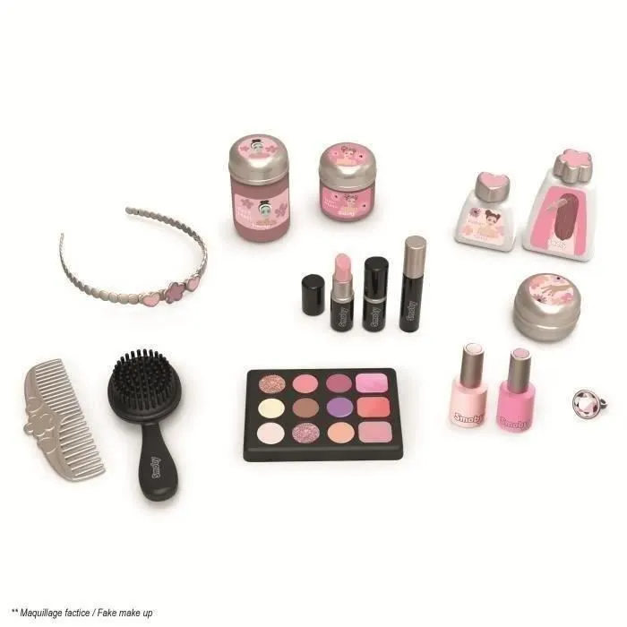 Smoby My Beauty Coiffeuse pour Enfant Dès 3 Ans avec Miroir, Tiroirs et 15 Accessoires de Coiffure, Onglerie et Maquillage Factice - Jouet en Plastique Recyclé Fabriqué en France